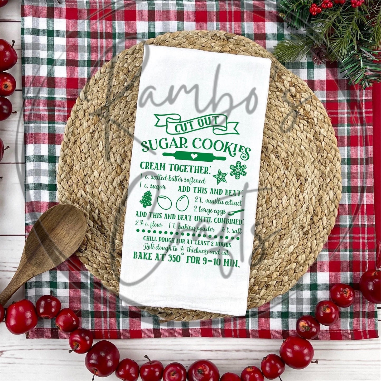 Sugar cookie recipe tea towel