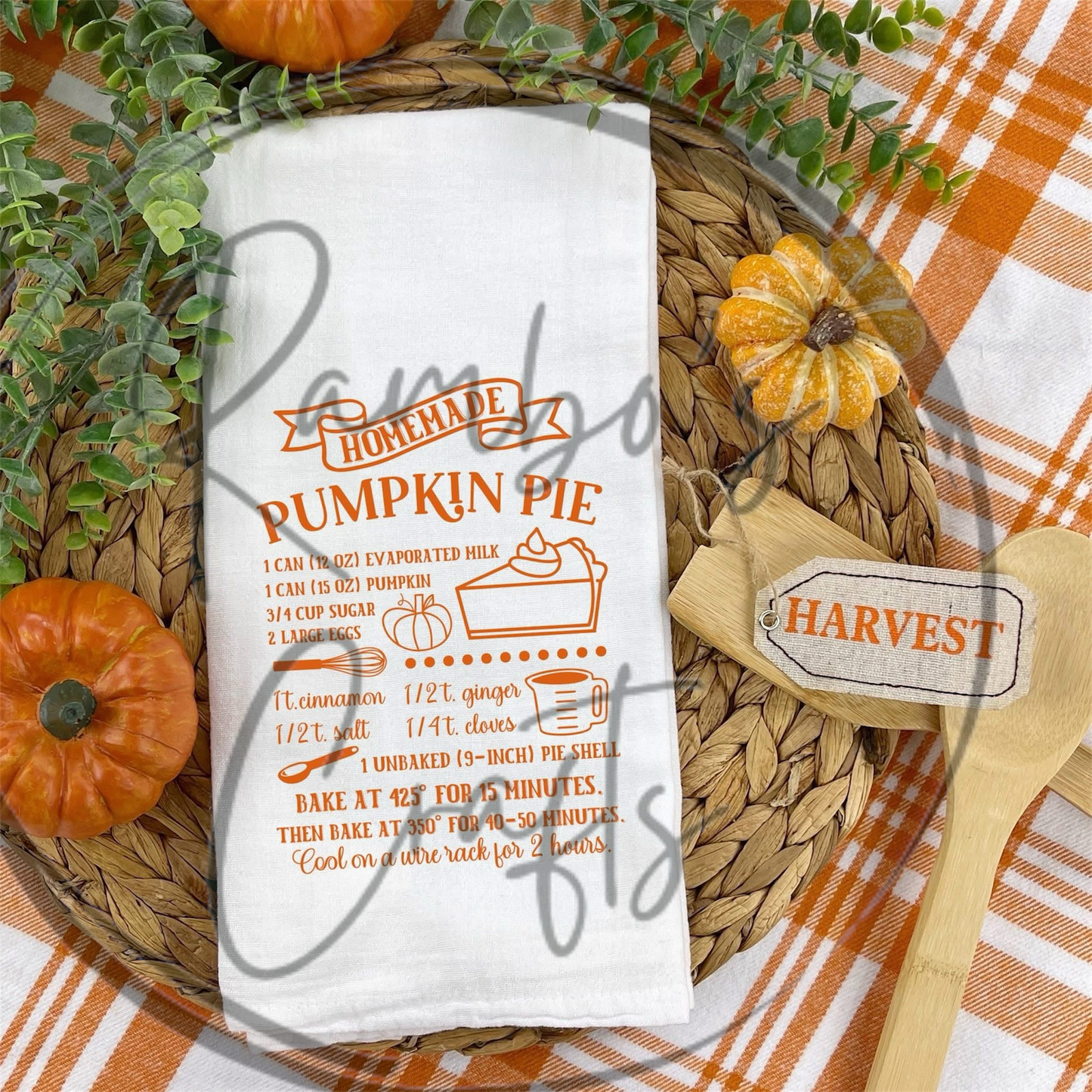 Pumpkin pie recipe tea towel