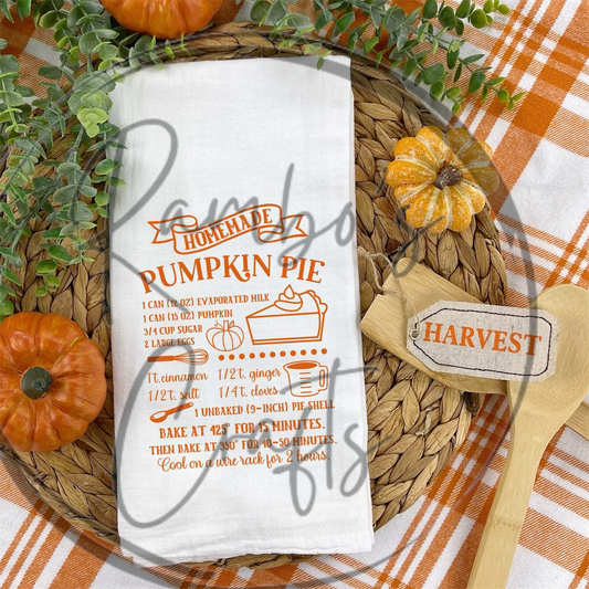 Pumpkin pie recipe tea towel