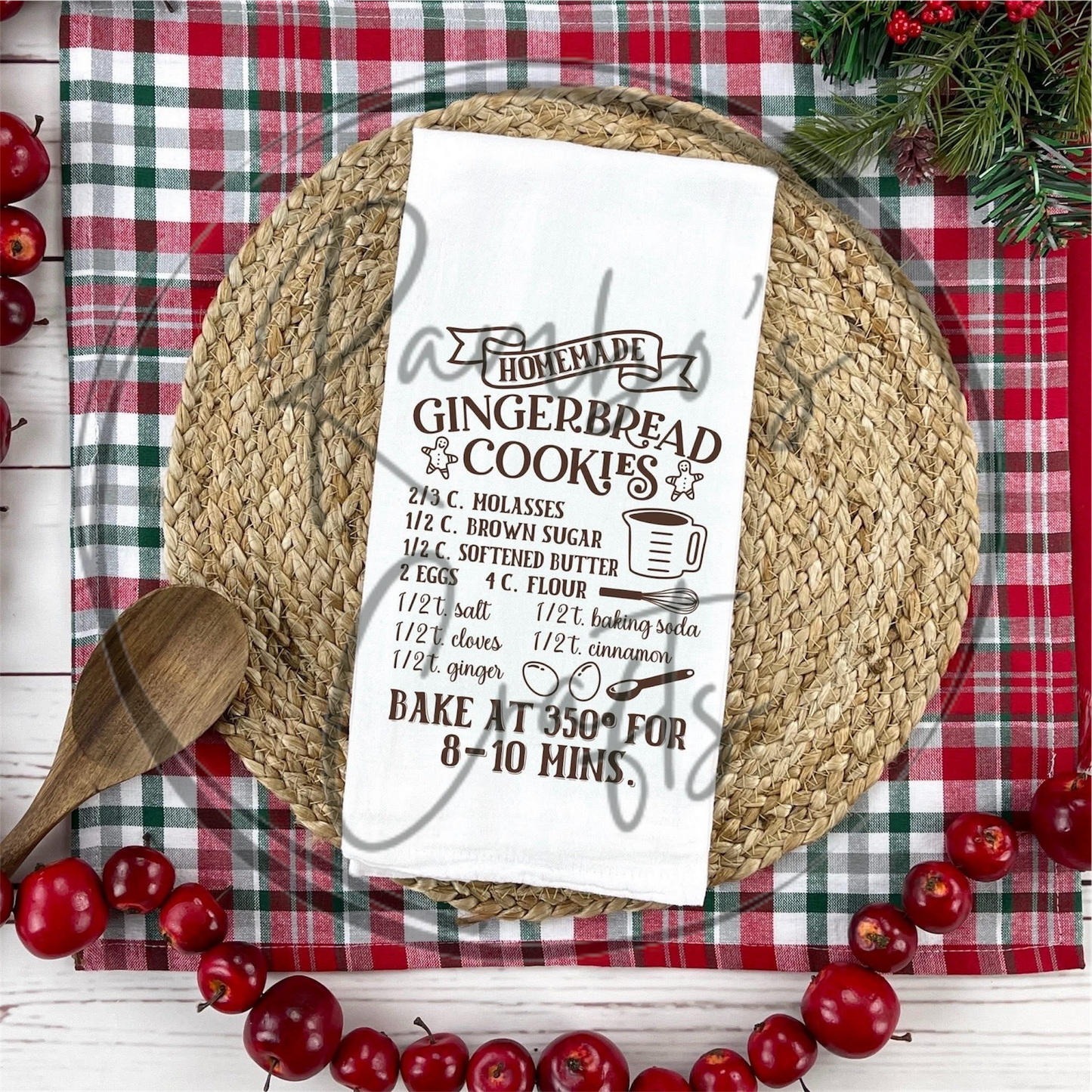 Gingerbread cook recipe tea towel