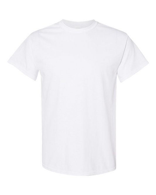 White Gildan heavy cotton t-shirt