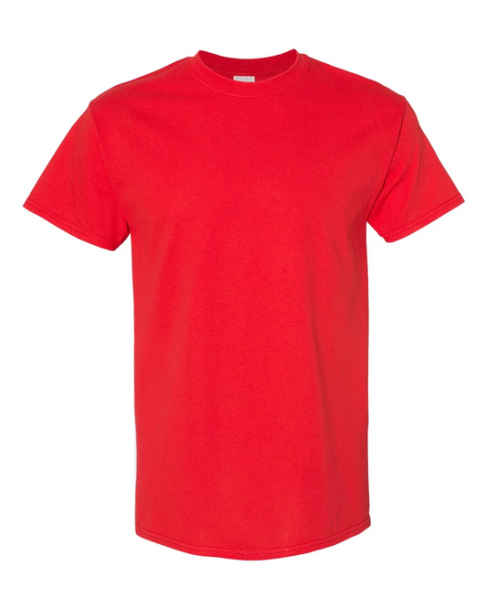 Red Gildan heavy cotton t-shirt
