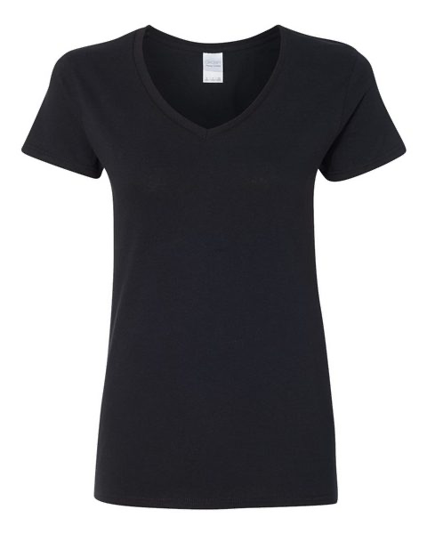 Black ladies v-neck Gildan heavy cotton t-shirt