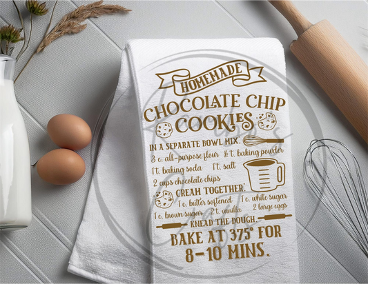 Chocolate chip cookie recipe tea towel