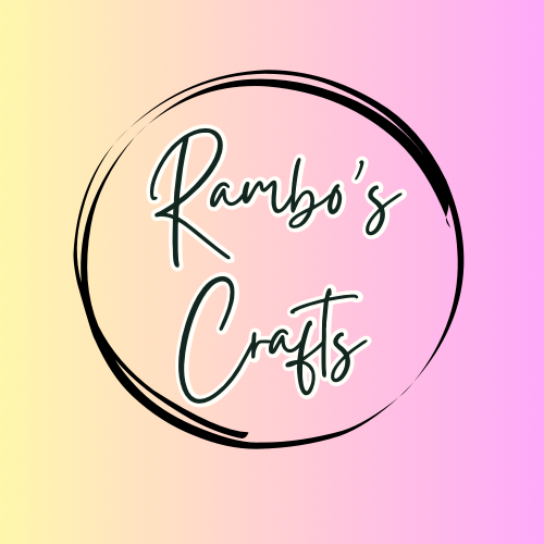 Logo for 'Rambo's Crafts' with a gradient background transitioning from yellow to pink.